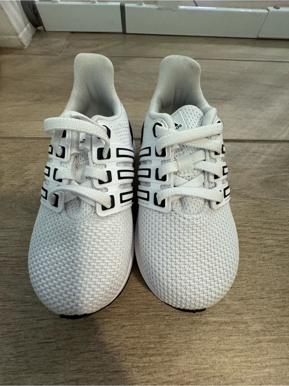 Toddler White Athletic Sneakers with Black Accents - Brand